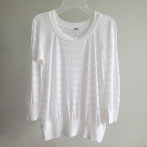 3/4 sleeve white sheer top